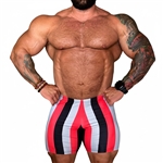Retro Stripe Bodybuilding Gym Shorts - Black/Lilac/Mint