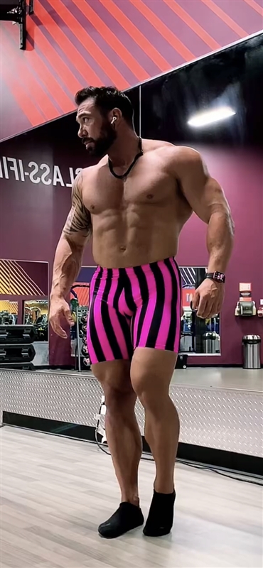 Black/Pink Striped Vintage Spandex Gym Shorts