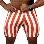 Red White Stripe Vintage Spandex Shorts Bodybuilding Gym Training