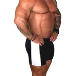 Mens Wide Stripe Bodybuilding Gym Shorts