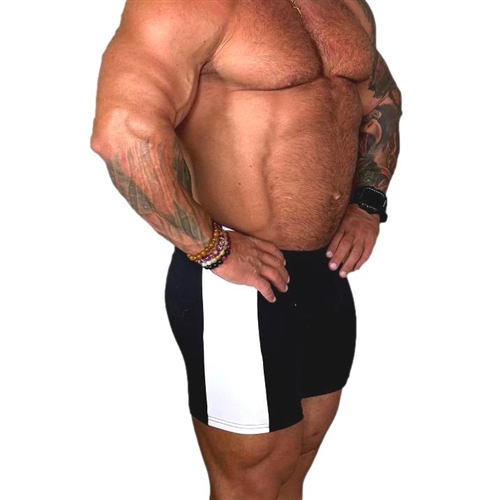 Mens Wide Stripe Bodybuilding Gym Shorts