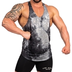 Double Brushed Poly Tie Dye Tank - Black/Gray