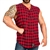 Mens Plaid Tapered Sleeveless Flannel - Red/Black