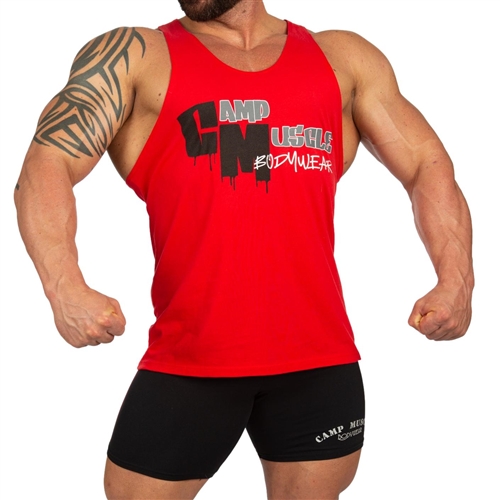 Mens Cotton Hybrid Stringer Tank - Red