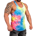 Double Brushed Poly Tie Dye Tank - Pink/Yellow/Blue