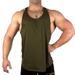 Army Green Poly Rayon Hybrid Stringer Tank Bodybuilding Muscle