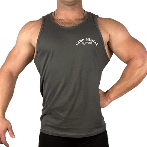 Gray Full Cut StandardTank Bodybuilding Muscle 100% Cotton