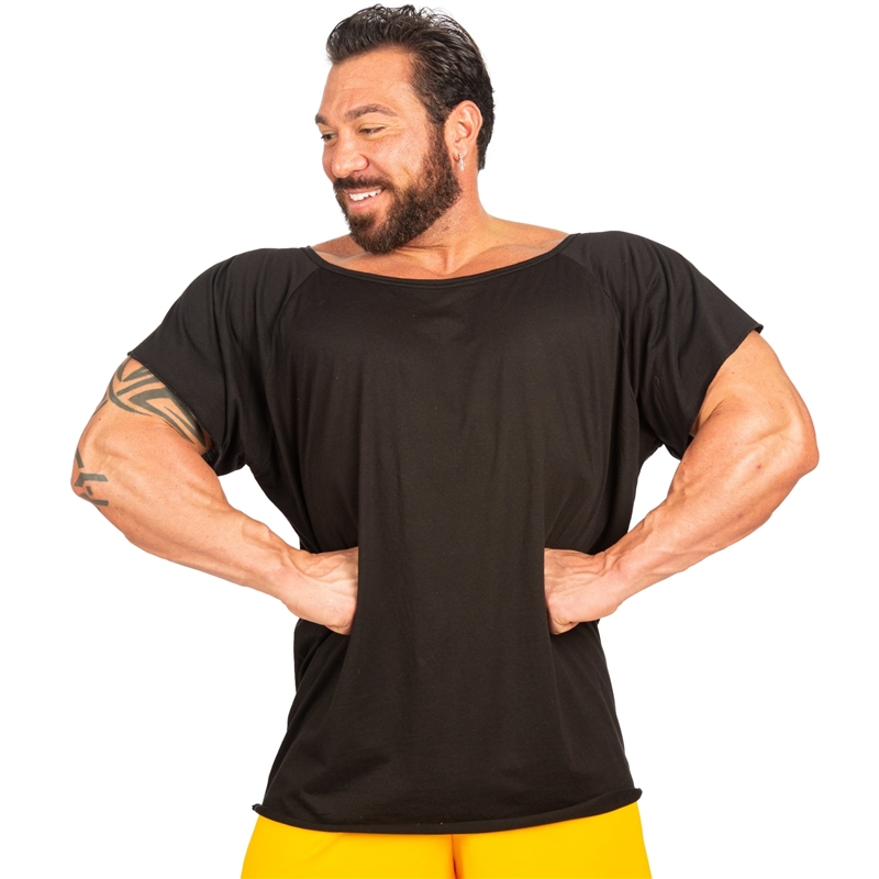 Trafik Rosefarve Såvel Wide Neck Tapered Tee Bodybuilding Shirt | Camp Muscle Bodywear