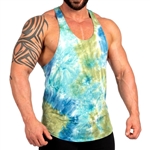 Double Brushed Poly Tie Dye Tank - Teal/Olive