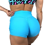 Matte Hawaii Blue Scrunch Butt Shorts Yoga Gym Fitness