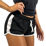 Black White Mesh Side Drawstring Shorts