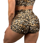Tank Leopard Animal Print Scrunch Butt Shorts Cheeky Yoga Gym Fitness