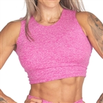 Heather Fuchsia Pink Crop Top Fitness Tank Top