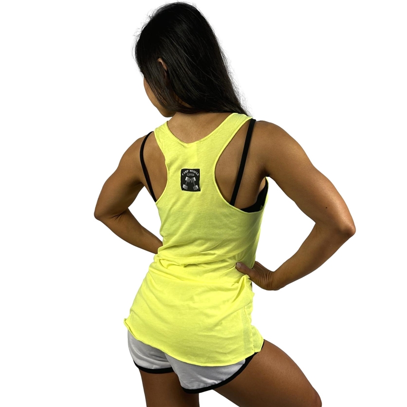 Neon Yellow Loose Fit Racerback Tank Top Cotton | Camp Muscle Bodywear
