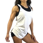 White Loose Fit Racerback Tank Yoga Gym Fitness