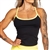 Black Yellow Supplex Strappy Tank Yoga Gym Fitness Sports Bra